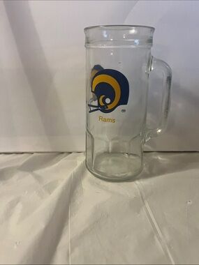 Vintage Glass Fisher Nuts Jar Beer Mug Stein LA RAMS